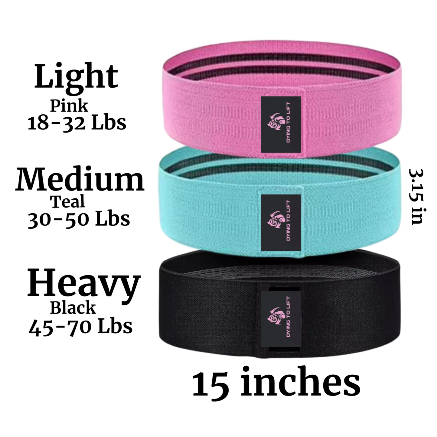 Dying to LIft Hip Bands 3-Pack